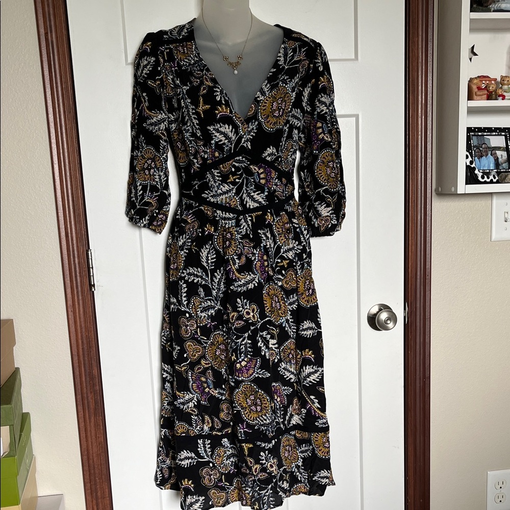 ba&sh Black Floral Long Sleeve Dress